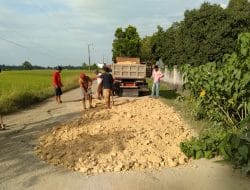 Warga Parippung Tambal Jalan Rusak Tanpa Bantuan Pemerintah