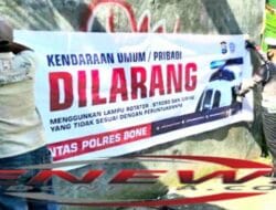 Sat Lantas Polres Bone Sosialisasi Larangan Menggunakan Lampu Rotator dan Sirine