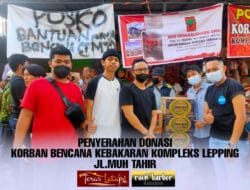 Peduli Korban Kebakaran, Warkop Teras Lattape Makassar Bagikan Donasi