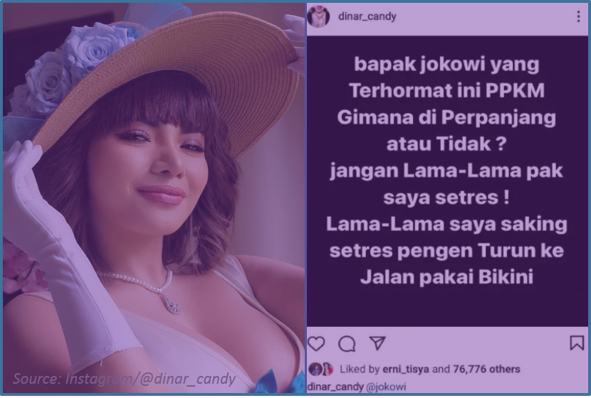 Stress Karena PPKM Dilanjut, Dinar Candy Turun Kejalan Pakai Bikini