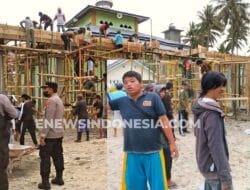 Jelang Ramadhan, Aparat Kemanan dan Warga Gotong Royong Bersihkan Masjid Nurul Falaah Tanalanto