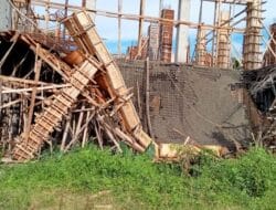 Masih Dalam Tahap Pembangunan, Gedung Rektorat Unipas Morotai Ambruk