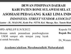PKL di Jalan Mangga Akan Digusur, APKLI Surati Pemda Bone