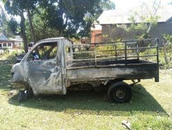 Mobil Pikap Terbakar di Libureng Muat 20 Jerigen BBM Solar
