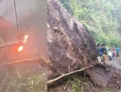 Longsor Landa Bontocani, Batu Besar dan Pohon Timpa Tiang Listrik