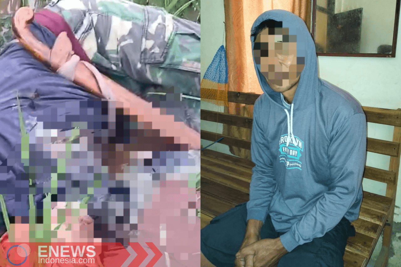 Foto: Terduga pelaku pembunuhan di Desa Sailong (kiri) dan korban pembunuhan di Desa Sailong saat ditemukan terbaring tak bernyawa di sawah (kanan).
