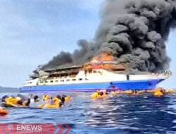 Breaking News: KM Barcelona 5 Terbakar di Pulau Taliase Sulut