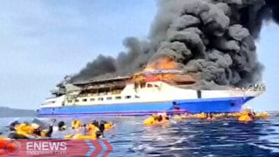 Breaking News: KM Barcelona 5 Terbakar di Pulau Taliase Sulut