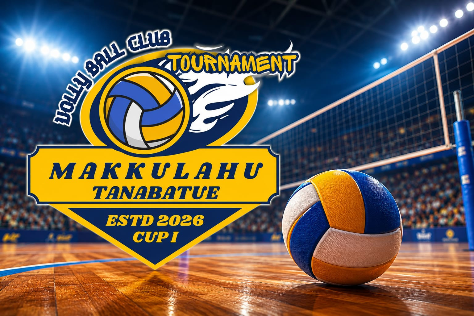 Ilustrasi Turnamen Bola Voli Makkulahu Tanabatue Cup I yang akan digelar di Kelurahan Tanabatue, Kecamatan Libureng, Kabupaten Bone, mulai 7 Juni 2026.