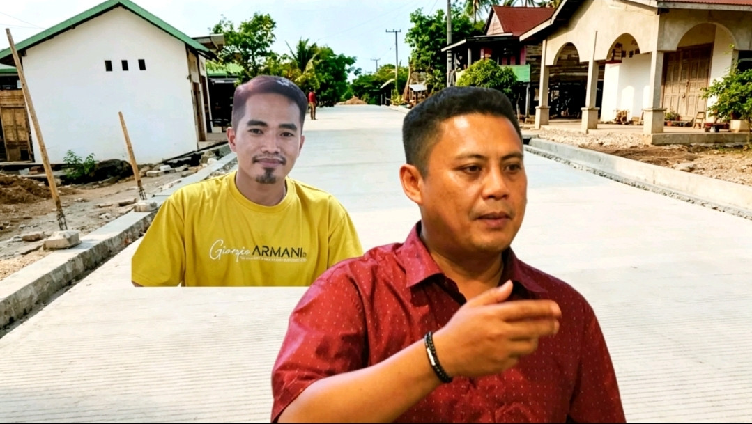 Kepala Desa Lebonge, Jumriadi (kaoa kuning), menyampaikan apresiasi kepada Wakil Ketua Komisi V DPR RI Andi Iwan Darmawan Aras (depan) atas perjuangannya menghadirkan pembangunan Jalan Inpres ruas Awang–Cenrana–Lebonge yang segera dinikmati masyarakat Kabupaten Bone. Foto: ENews.