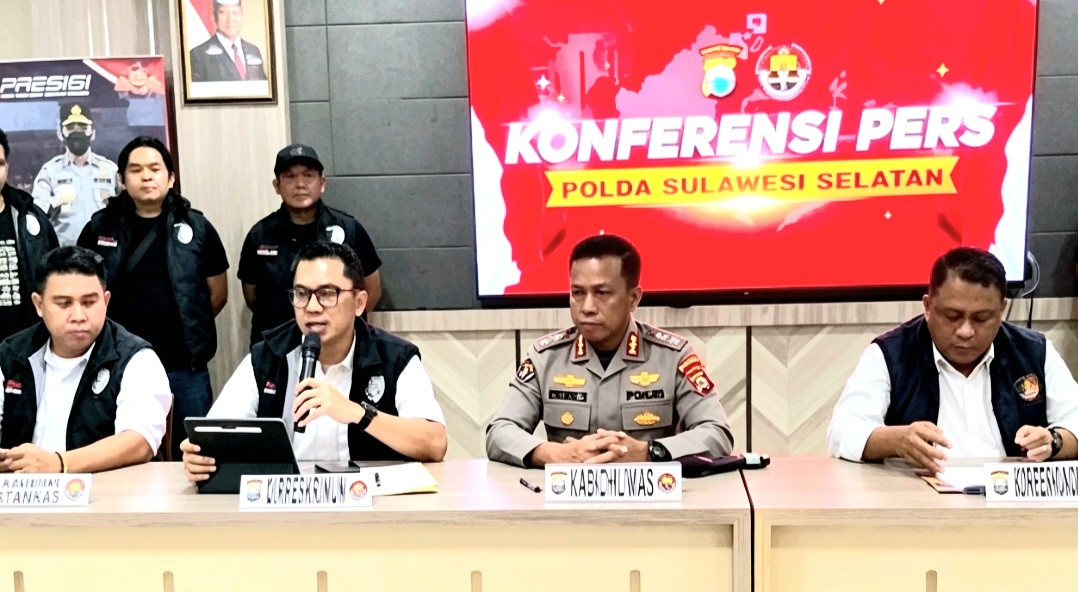 Gelaran konferensi pers di Mapolda Sulsel, Senin (29/7/2026).