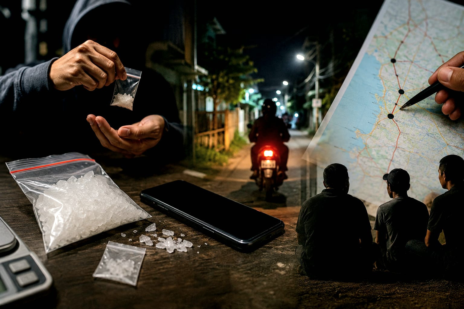 Ketgam: Ilustrasi dugaan jaringan peredaran narkotika jenis sabu yang diduga melibatkan jalur pasokan lintas wilayah menuju Kecamatan Cenrana, Kabupaten Bone.