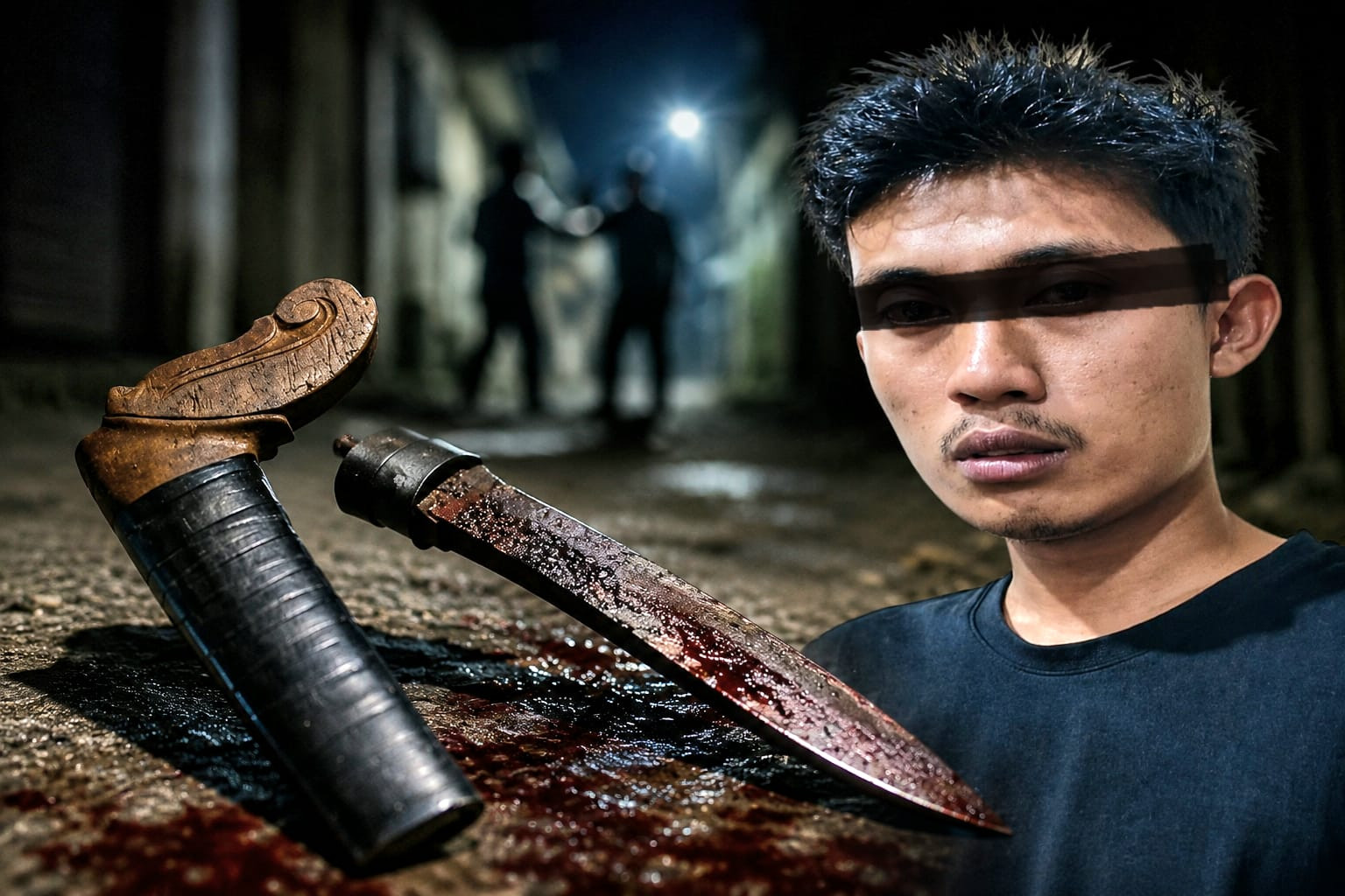 Ketgam: Polisi mengamankan pelaku beserta barang bukti badik yang digunakan dalam kasus penikaman yang menewaskan seorang pemuda di Kelurahan Toro, Kecamatan Tanete Riattang Timur, Kabupaten Bone. (ENews)
