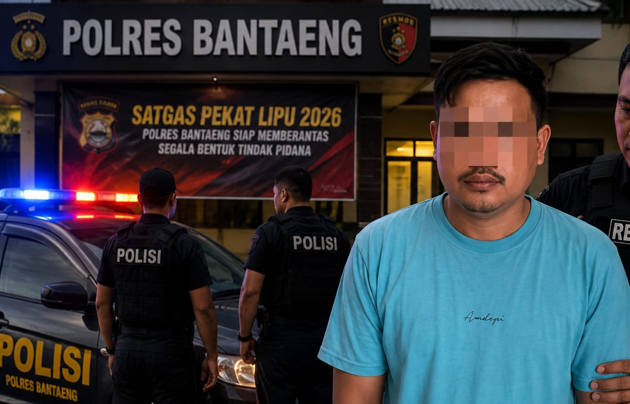 Ketgam: Terduga pelaku dugaan penipuan modus peminjaman uang panaik diamankan Satreskrim Polres Bantaeng. (Ilustrasi latar disesuaikan untuk kepentingan visualisasi berita)