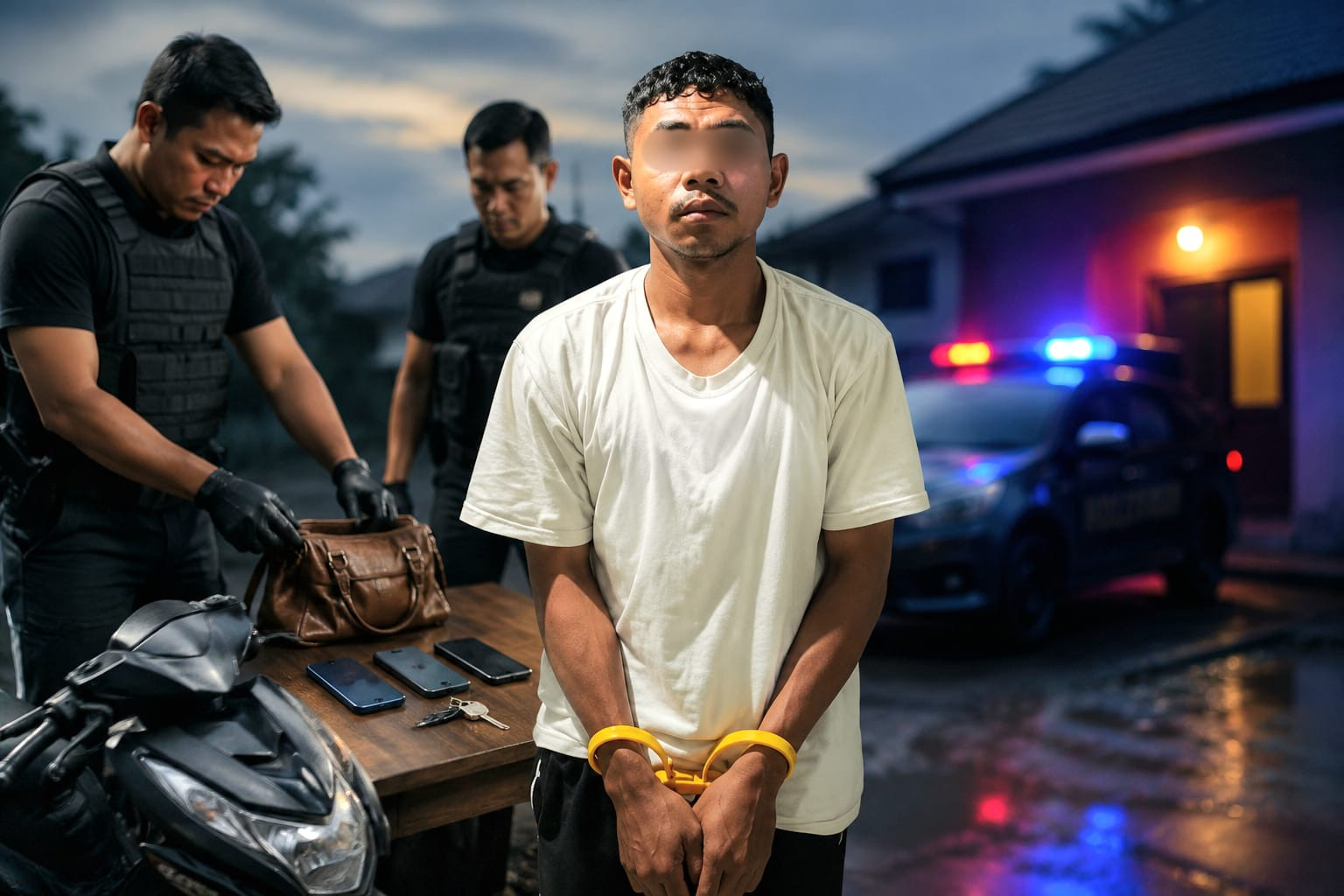 Ketgam: Terduga pelaku pencurian saat diamankan Tim Resmob Satreskrim Polres Bantaeng. (Latar belakang merupakan ilustrasi)