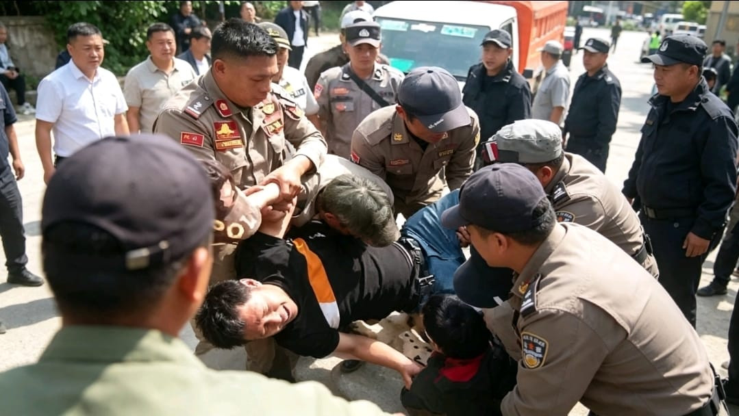 Ketgam: Seorang pengunjuk rasa mengaku tertabrak mobil pengangkut sampah saat gelaran aksi unjuk rasa penolakan aktivasi Tempat Pembuangan Akhir (TPA) di kawasan Malabo dan Salurano, Kabupaten Mamasa, Kamis (23/7/2026). (Kambel)