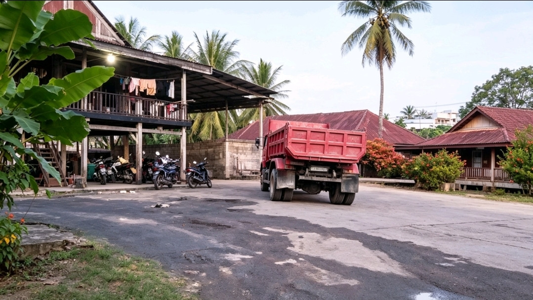 Ketgam: Truk diduga pengangkut material pasir melintas di jalan permukiman Desa Lea, Kecamatan Tellu Siattingnge, Kabupaten Bone. Warga mengeluhkan aktivitas angkutan yang disebut menyebabkan kerusakan jalan dan menimbulkan debu, seiring dugaan maraknya penambangan pasir tanpa izin di wilayah tersebut.