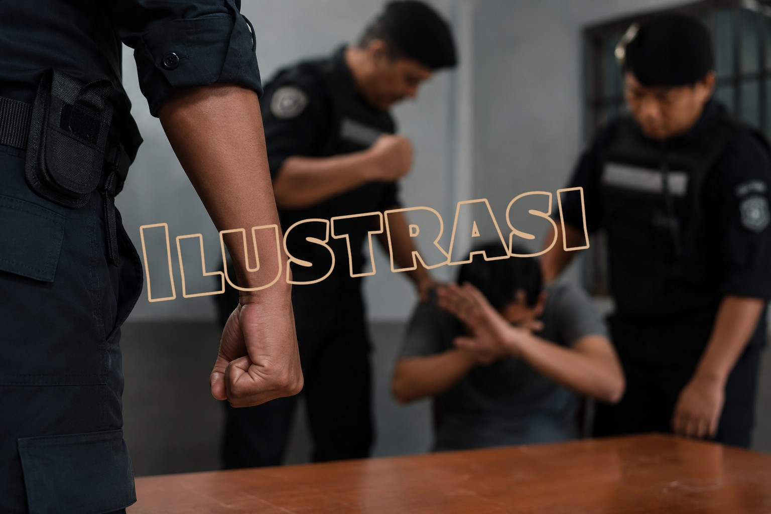 Ilustrasi kekerasan polisi terhadap warga sipil. (ENews/AI)