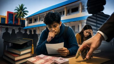 Ketgam: Ilustrasi dugaan pengembalian biaya hidup penerima KIP Kuliah di Uniasman, yang disebut hanya menyasar mahasiswa jalur aspirasi. (ENews/AI)