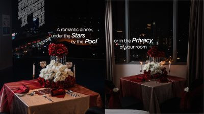 Ketgam: Suasana romantis Golden Love Romantic di Vasaka Hotel Makassar dengan pilihan makan malam di area kolam renang atau dalam kamar yang lebih privat. (Humas Vasaka Hotel Makassar)