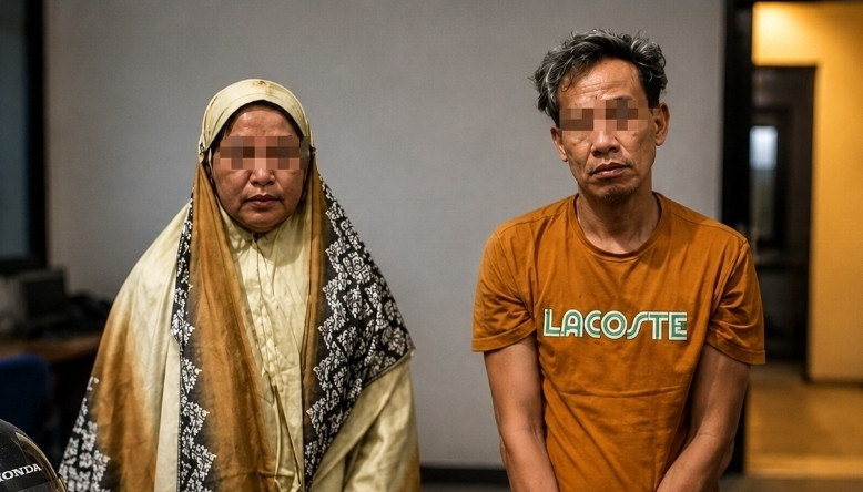 Ketgam: Dua terduga pelaku kasus dugaan peredaran narkotika jenis sabu yang diamankan Satresnarkoba Polres Bantaeng saat berada di Mapolres Bantaeng untuk menjalani proses hukum. (Humas Polres Bantaeng)