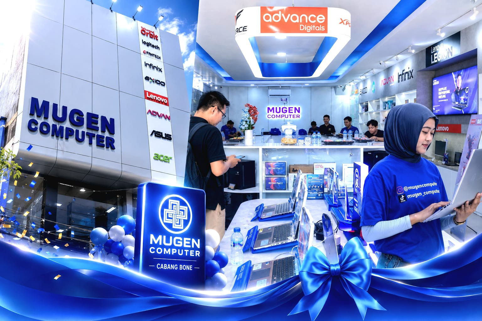 Ketgam: Mugen Computer resmi membuka cabang di Bone, Sulawesi Selatan, dengan menghadirkan beragam kebutuhan teknologi mulai dari laptop, komputer, sparepart hingga aksesori dari berbagai brand ternama. (Dok. ENews)
