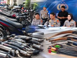 Polisi Amankan 174 Knalpot Brong dan Busur Anak Panah di Makassar
