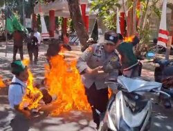 Api Sambar Pendemo Saat Bakar Ban di Depan PLN Bantaeng