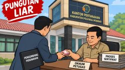 Ilustrasi dugaan pungli dalam pelayanan pertanahan di Polman. (ENews/AI)
