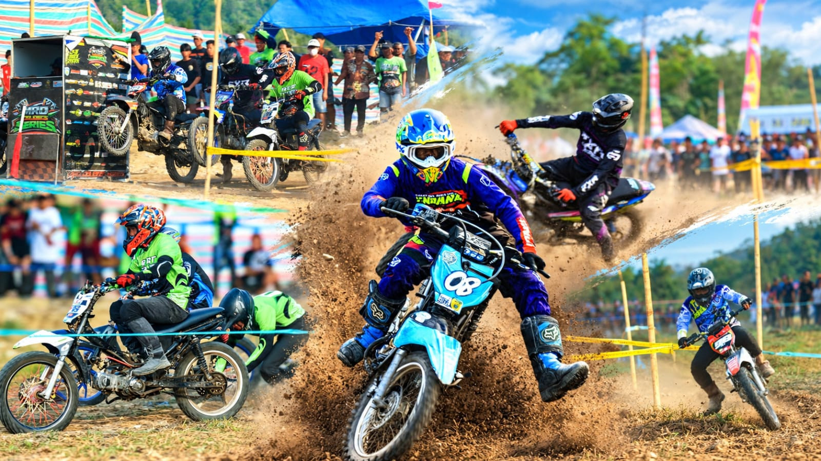 Foto: Aksi pembalap di Grasstrack Motor Kros 2026, Tammerodo Sendana, Majene. (Dok. Kamil)
