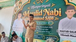 Foto: Samsul Mahmud saat menghadiri peringatan Maulid Nabi Muhammad SAW di Masjid Nurul Huda Pallembongan, Desa Batupanga Daala, Kecamatan Luyo, Senin (28/9/2026). Dok. HW