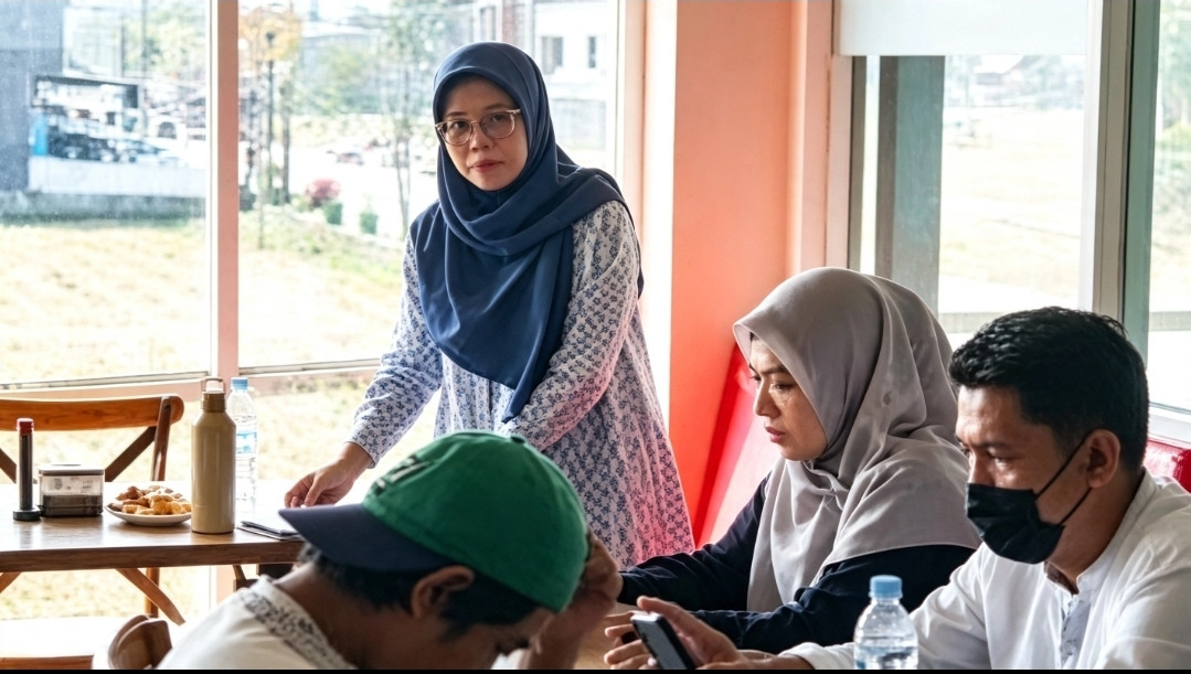 Kepala Cabang BPJS Kesehatan Polewali Mandar, Wahidah, dalam workshop bersama puluhan jurnalis di Rumah Makan Cilacap, Polewali, Jumat (18/9/2026). (Dok. ENews)