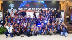 Foto: Sesi berpose bersama Wamenaker bersama peserta World Cup Circuit Global Championship (CGC) Indonesia 2026 di Gedung Kemnaker, Jakarta, Minggu (27/9/2026).