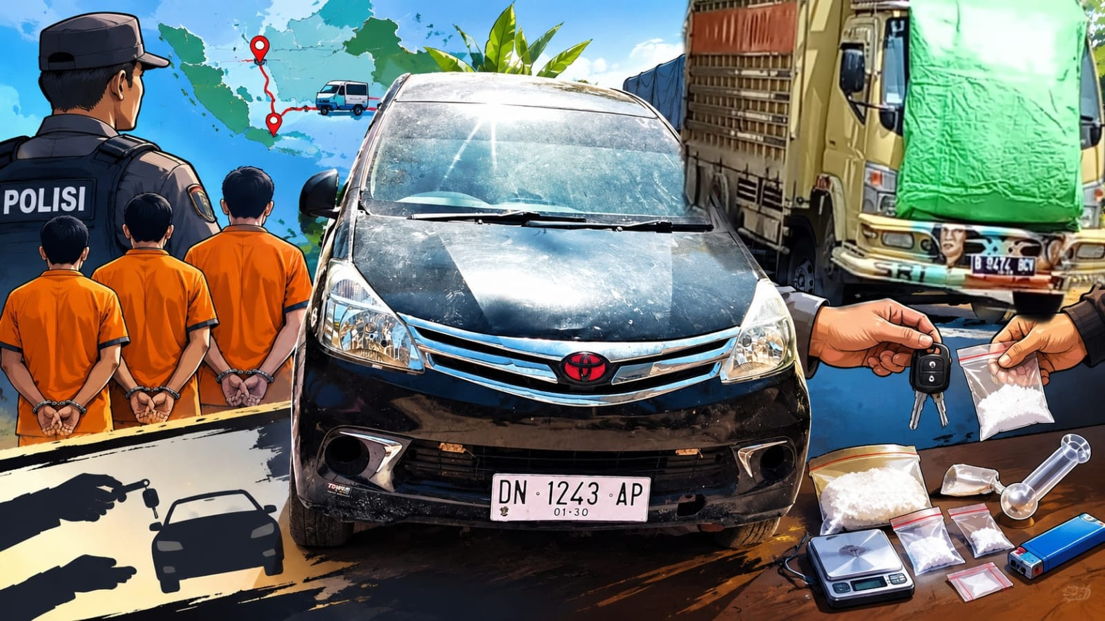 Foto: Sejumlah barang bukti yang disita polisi dalam kasus penyalahgunaan narkoba di Bantaeng. (Ismail)