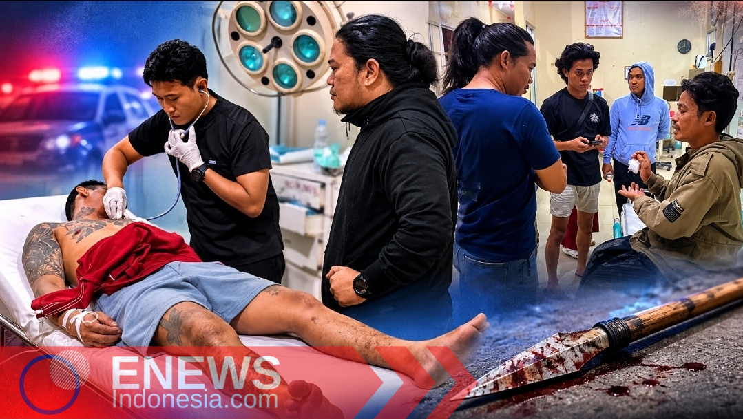 Ketgam: Korban penusukan tombak saat dirawat di RSUD Tenriawaru, Bone, sementara sejumlah pihak terkait turut berada di lokasi perawatan pascakejadian yang dipicu perselisihan saat live TikTok. (Dok. ENews)
